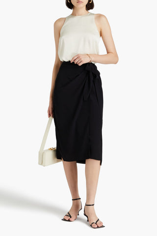 THEORY WRAP-EFFECT CREPE MIDI SKIRT - Size 0
