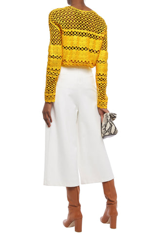 MAJE CROCHET-KNIT COTTON SWEATER - Size 3