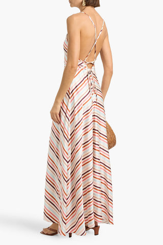 LEMLEM ALUNA STRIPED CREPE DE CHINE MAXI SLIP DRESS - Size M