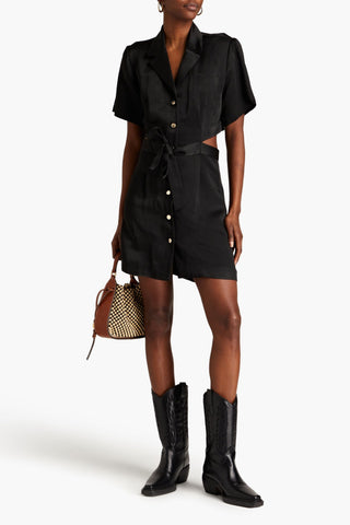 SANDRO CUTOUT SHANTUNG MINI SHIRT DRESS - Size 40