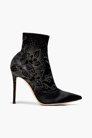 GIANVITO ROSSI EMBELLISHED STRETCH-SATIN SOCK BOOTS - Size 36.5