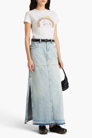 RE/DONE DISTRESSED DENIM MAXI SKIRT - Size 26