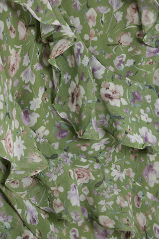 MIKAEL AGHAL RUFFLED FLORAL-PRINT CHIFFON GOWN - Size 6