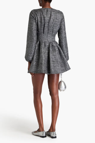 MAJE PLEATED METALLIC TWEED MINI DRESS - Size 40