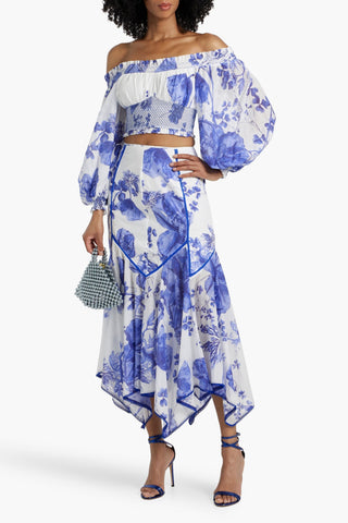 CHARO RUIZ NOPY FLORAL-PRINT COTTON-BLEND VOILE MAXI SKIRT - Size S