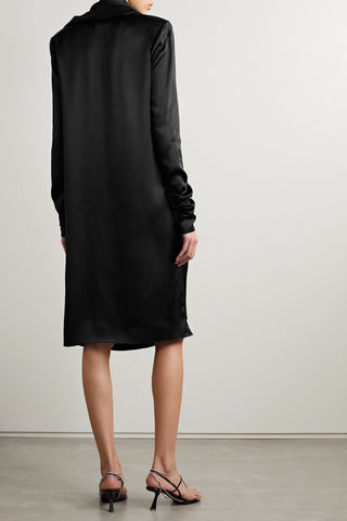 KHAITE SHAZ DRAPED SILK-SATIN DRESS - Size 6