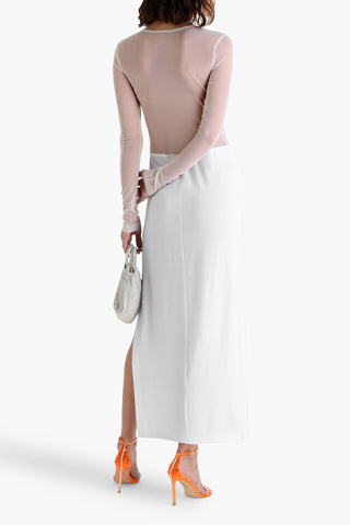 NORMA KAMALI DASH DASH MESH-PANELED STRETCH-KNIT GOWN - Size 34