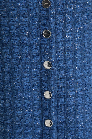 SANDRO SEQUIN-EMBELLISHED BOUCL-TWEED MINI DRESS - Size 34