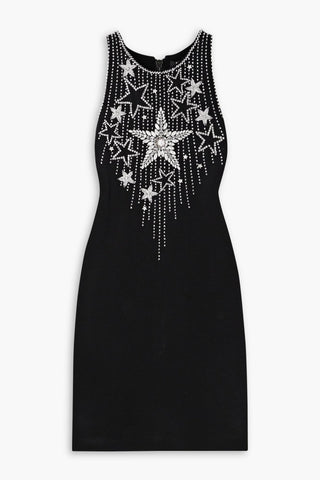 BALMAIN CRYSTAL-EMBELLISHED JERSEY MINI DRESS - Size 38