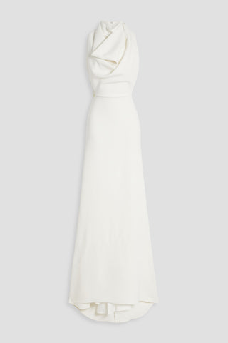 BADGLEY MISCHKA DRAPED CREPE GOWN - Size 8