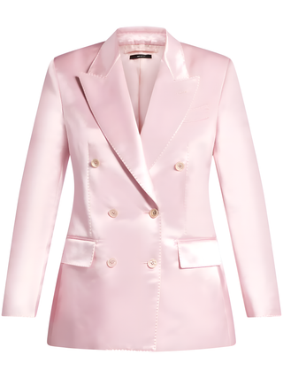 Tom Ford Silk Satin Double-Breasted Blazer Pink