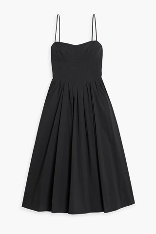 SIMKHAI PLEATED COTTON-BLEND POPLIN MIDI DRESS - Size 4