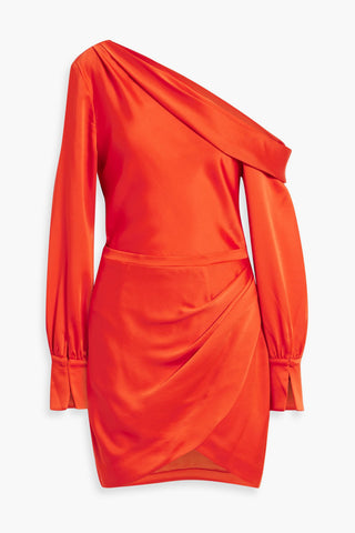 SIMKHAI CAMERON ONE-SHOULDER DRAPED MINI DRESS - Size 0