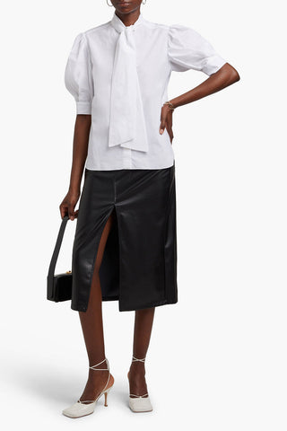 ANOTHER TOMORROW PUSSY-BOW COTTON-POPLIN SHIRT - Size 40
