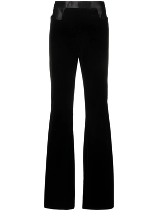 Tom Ford Velvet Flared Trousers with Contrast Waistband