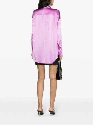 Tom Ford Purple Satin Point-Collar Button-Front Shirt