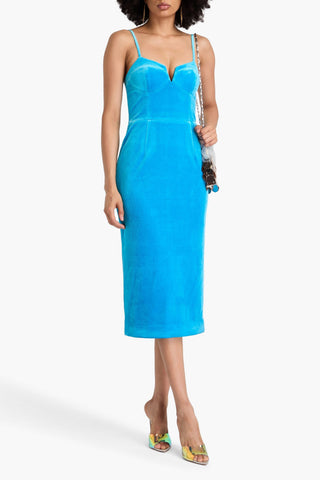 REBECCA VALLANCE BERNADETTE STRETCH-VELVET MIDI DRESS - Size 16