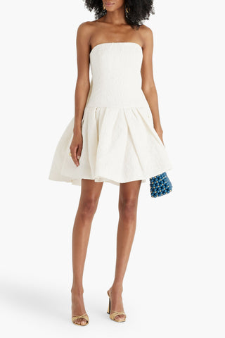 OSCAR DE LA RENTA STRAPLESS PLEATED CLOQU MINI DRESS - Size 12