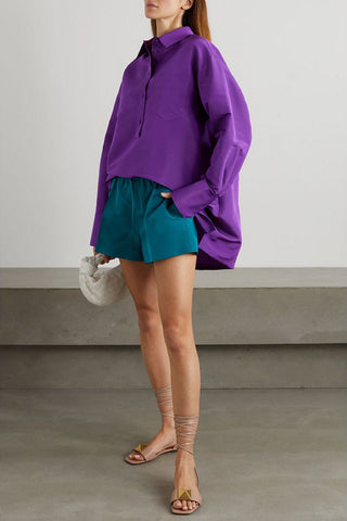 VALENTINO GARAVANI OVERSIZED SILK-FAILLE SHIRT - Size 40