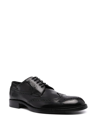 Tods Polished Leather Black Wingtip Derby Brogues