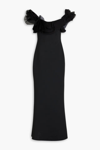 BADGLEY MISCHKA RUFFLED SCUBA GOWN - Size 8