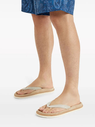 Brunello Cucinelli Suede Platform Thong Slippers
