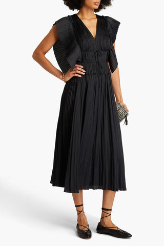 ULLA JOHNSON LETTY SATIN MIDI DRESS - Size 2
