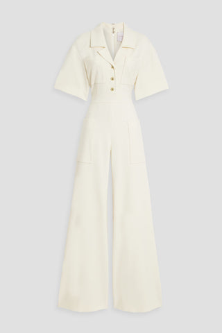CAROLINA HERRERA WOOL-BLEND CREPE WIDE-LEG JUMPSUIT - Size 6