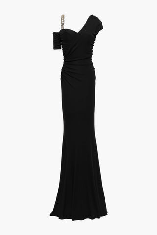 ROBERTO CAVALLI COLD-SHOULDER EMBELLISHED STRETCH-JERSEY GOWN - Size 40