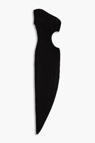 NORMA KAMALI ONE-SHOULDER CUTOUT STRETCH-JERSEY MAXI DRESS - Size 40