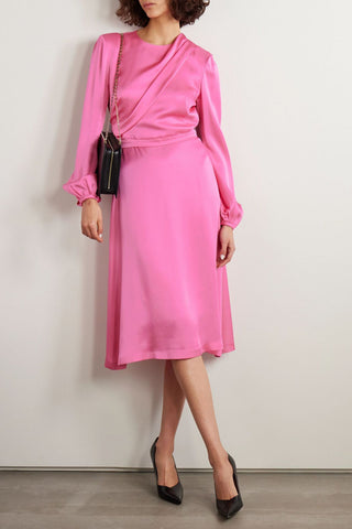 STELLA MCCARTNEY DRAPED DUCHESSE-SATIN MIDI DRESS - Size 40