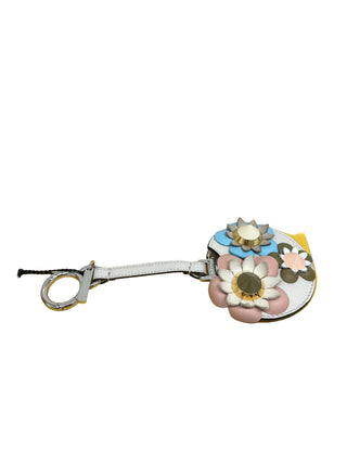 Fendi multicolor leather flower appliqué mirror bag charm