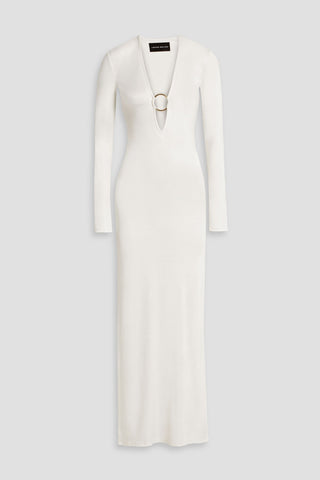 LOUISA BALLOU RING-EMBELLISHED STRETCH-JERSEY MAXI DRESS - Size M