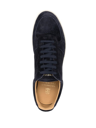 Brunello Cucinelli Brunello Cucinelli Suede Lace-Up Low-Top Sneakers with Contrast Sole