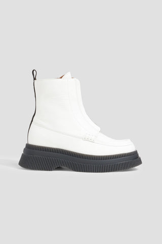 GANNI LEATHER PLATFORM ANKLE BOOTS - Size 37