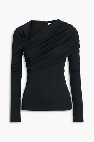 CAROLINA HERRERA ASYMMETRIC DRAPED JERSEY TOP - Size S