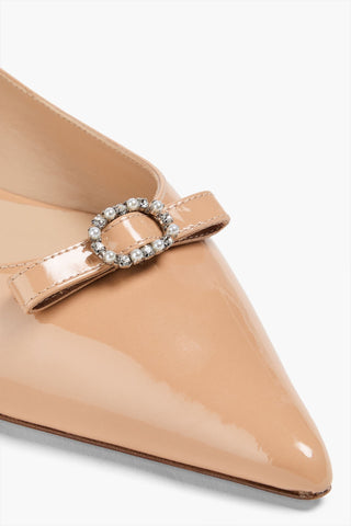 STUART WEITZMAN DIANA EMBELLISHED PATENT-LEATHER POINT-TOE FLATS - Size 9