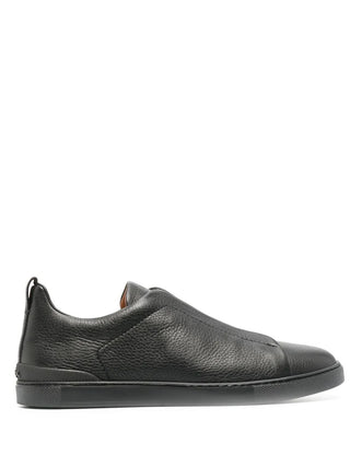 Zegna Pebbled Leather Low-Top Slip-On Sneakers