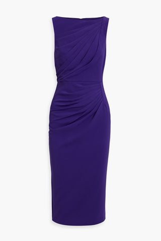 BADGLEY MISCHKA DRAPED CREPE MIDI DRESS - Size 4