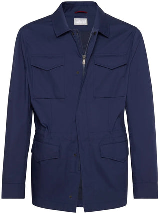 Brunello Cucinelli Cotton Snap-Front Field Jacket in Dark Blue