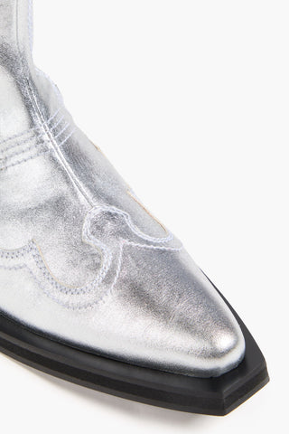 GANNI EMBROIDERED METALLIC COWBOY BOOTS - Size 37