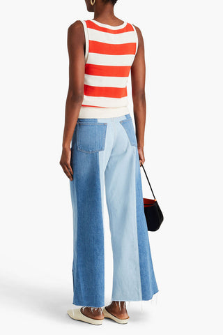 FRAME SPLIT SEAM TWO-TONE HIGH-RISE WIDE-LEG JEANS - Size 26