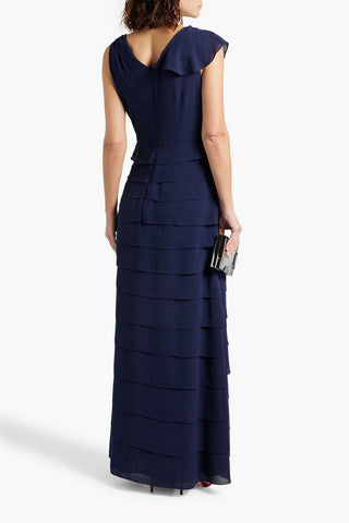 MIKAEL AGHAL RUFFLED CREPE MAXI DRESS - Size 4