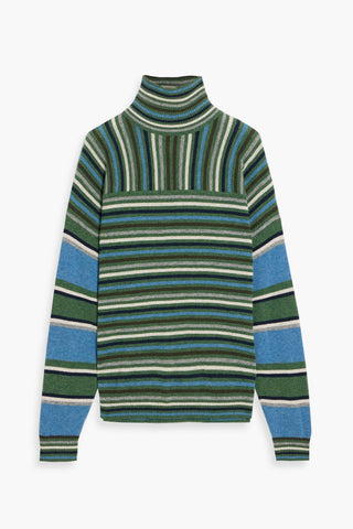 AUTUMN CASHMERE STRIPED CASHMERE TURTLENECK SWEATER - Size S
