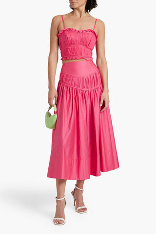 AJE. PEPPER CROPPED PLEATED COTTON-POPLIN TOP - Size 10