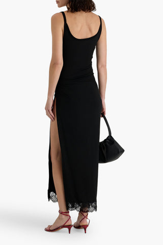 SIMKHAI YULIA LACE-TRIMMED STRETCH-TENCEL JERSEY MAXI DRESS - Size XS