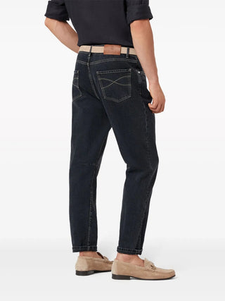 Brunello Cucinelli Brunello Cucinelli Dark Wash Denim Panel-Knee Trousers