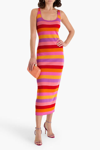 CAROLINA HERRERA STRIPED KNITTED MIDI DRESS - Size M