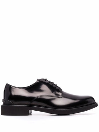 Tods Patent Leather Gommino Detail Derby Shoes Black