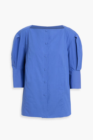 ANOTHER TOMORROW OVERSIZED PLEATED COTTON-POPLIN TOP - Size 36
